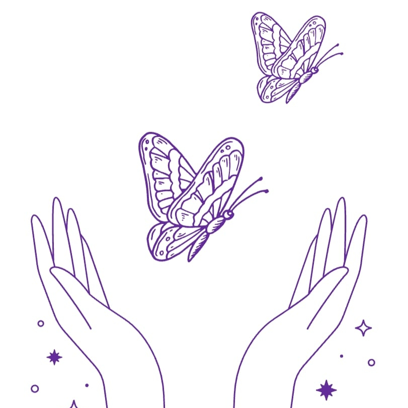 mains libérant des papillons